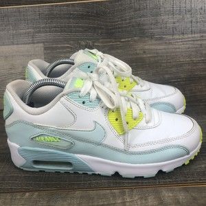 Nike Air Max 90 Leather Glacier Blue Volt Size 5Y Women's 6.5 Nike 833376-100